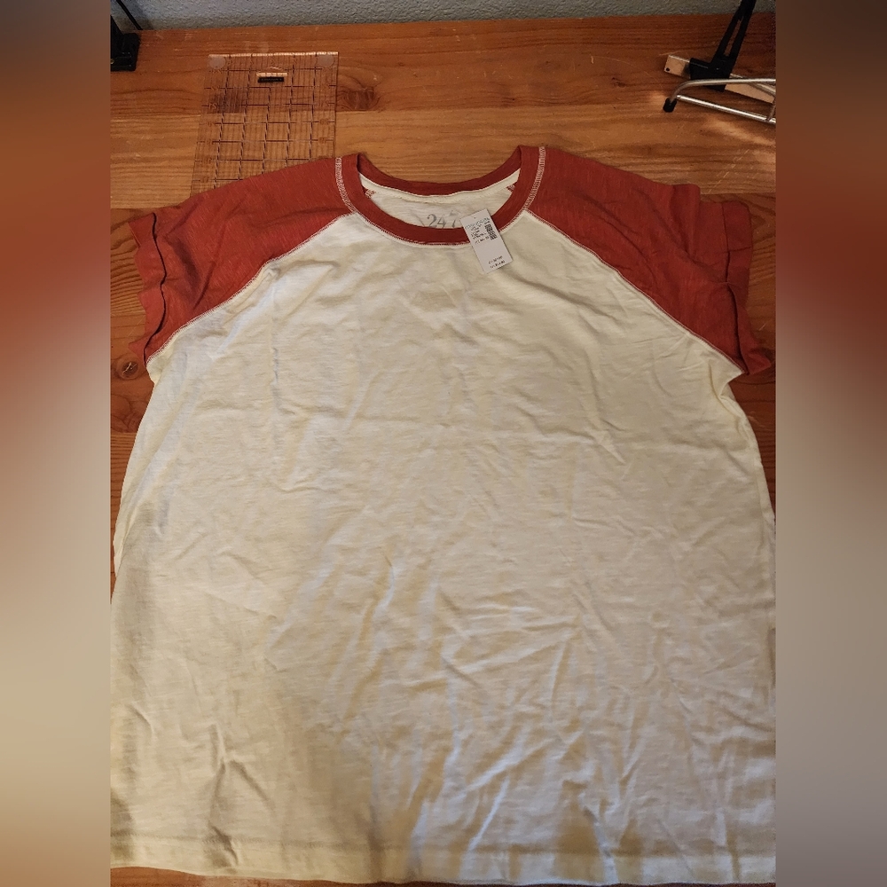Maurices Burnt Orange and White Crew Neck Tee